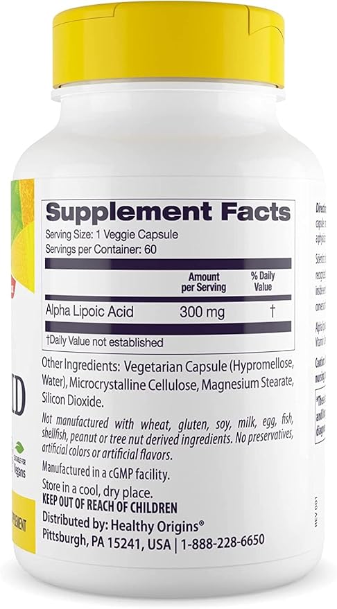 Healthy Origins Alpha Lipoic Acid 300 60 Veggie