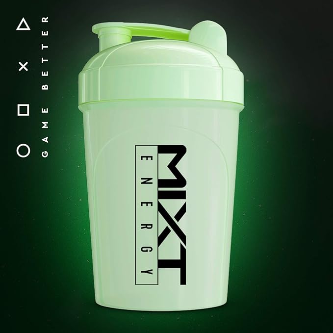 MIXT Energy Shaker Bottle, 16 oz. Shaker Bottle, BPA Free & Lid Mixing Technology (16 oz, Glow in the Dark)