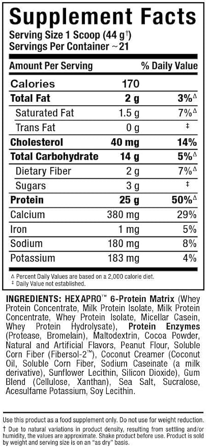 ALLMAX HEXAPRO, Chocolate - 2 lb - 25 Grams of Protein Per Serving - 8-Hour Sustained Release - Zero Sugar - 21 Servings