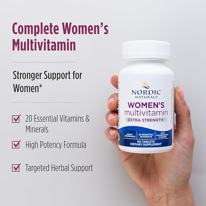 Nordic Naturals Women’s Multivitamin Extra Strength 20 Essential 60 Tablets 30 Servings