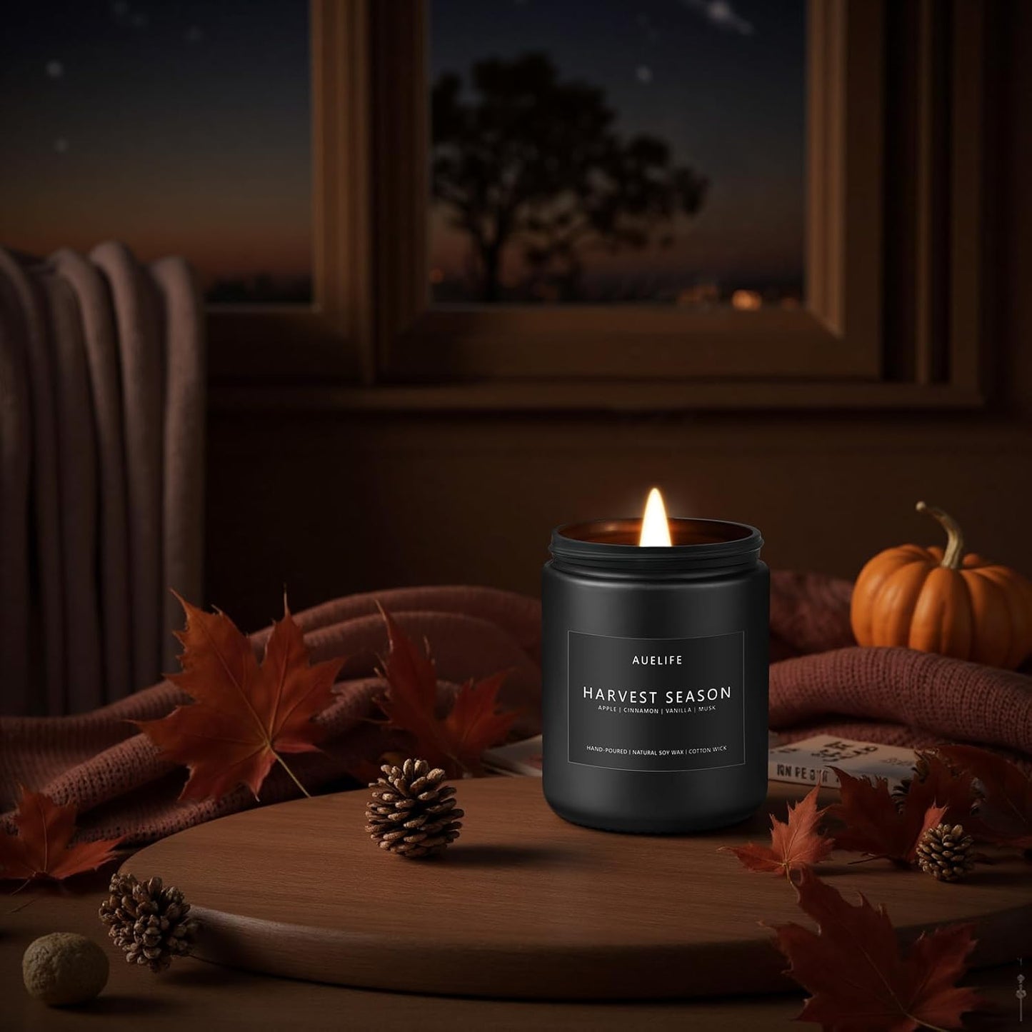 Fall Candle - Harvest Season Scented Candles, Fall Soy Candle for Home Decor, 7 oz Natural Soy Wax โ Long-Lasting Autumn Candles, Aromatherapy Gift for Women & Thanksgiving, 7oz