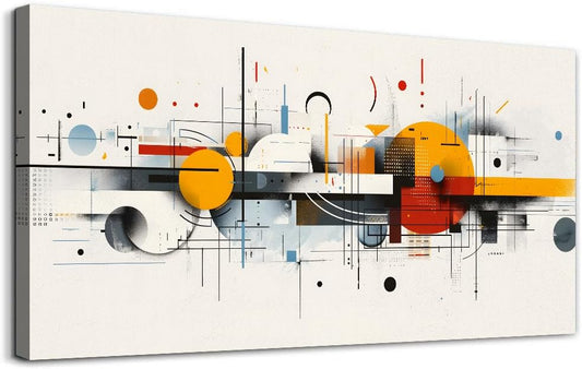 KELIYUAN Abstract Geometry Print Red Yellow Blue Minimalist Art Home Decor Abstract Modern Art Canvas Print Suitable For Living Room Bathroom Bedroom Wall Decor Can Be Hung Directly 20x40 Inches