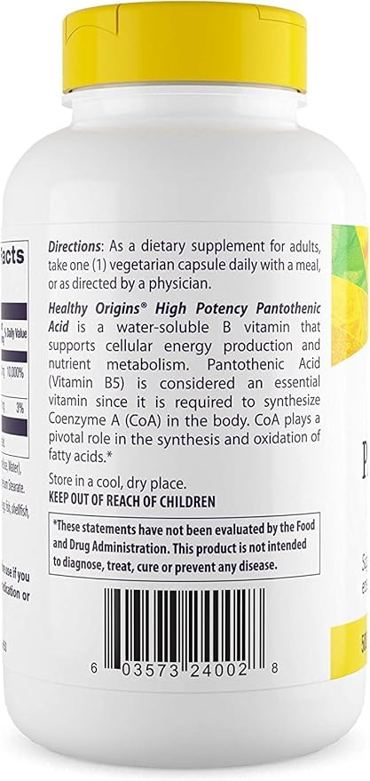 Healthy Origins Pantothenic Acid, 500 mg 240 Veggie