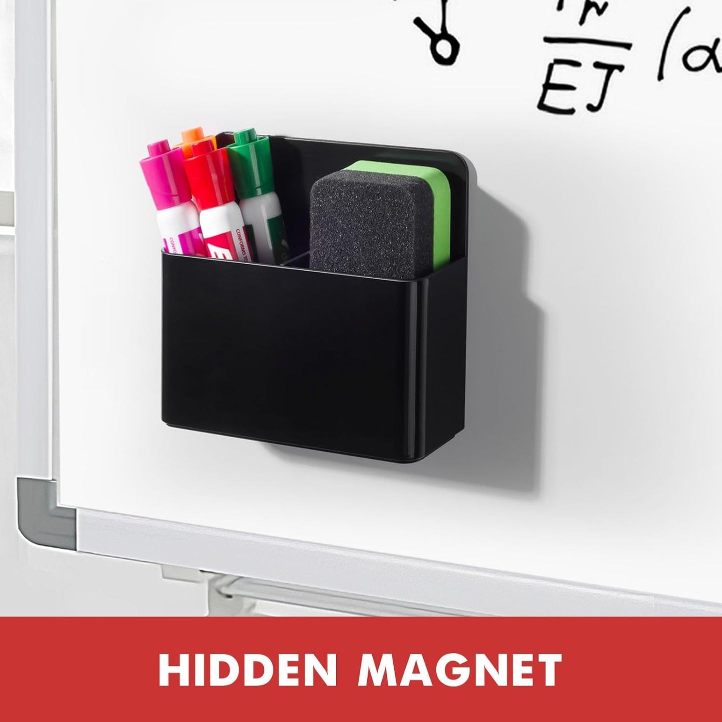 BEYGORM 2 Pack Plastics Magnetic Pen Holder for Refrigerator, Dry Erase Marker Holder for Whiteboard,Magnet School Locker Organizer Accessories, Pencil Cup, Pen Caddy, Classroom Organization(Black)