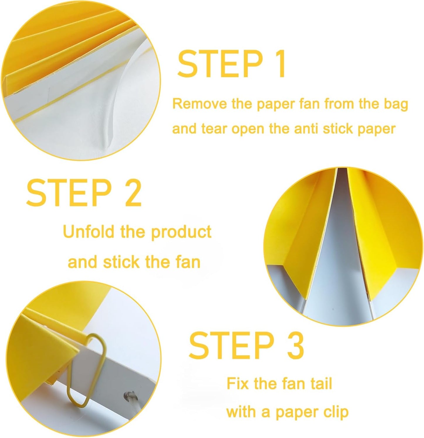 BARTHEW Yellow Birthday Decorations,DIY Yellow Paper Fans Hanging Decoration ,Party Supplies Party Fans 12in, Wedding Graduation Events Accessories 30 Color DIY Set (Yellow)