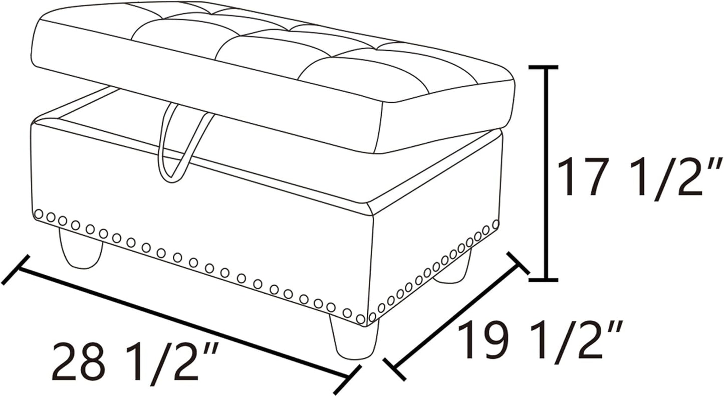 Ottoman Rectangular Storage Ottoman Bench, Footrest Stool Footstool with Lid for Living Room, Bedroom, Entryway, Brown, 28.5"x19.5"x17.5"