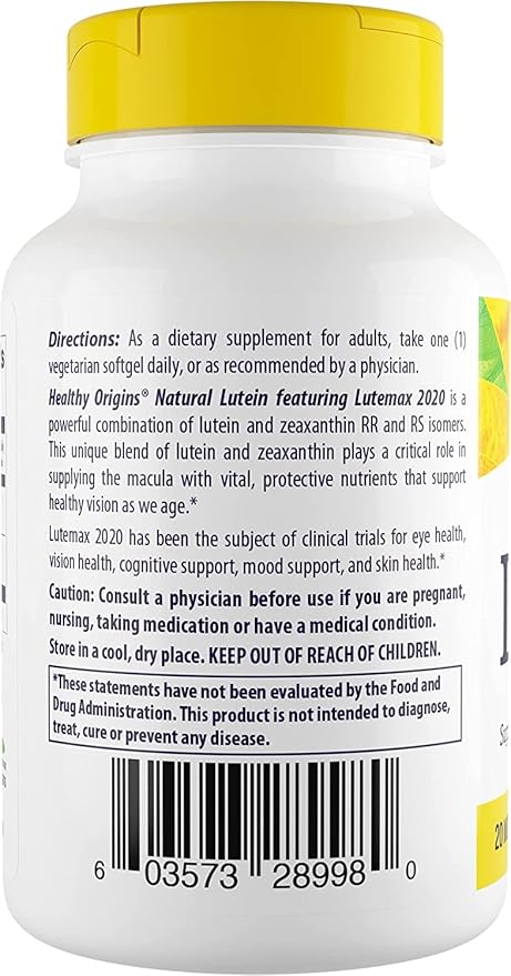 Healthy Origins Lutein (Lutemax 2020), 20 mg 180 Veggie