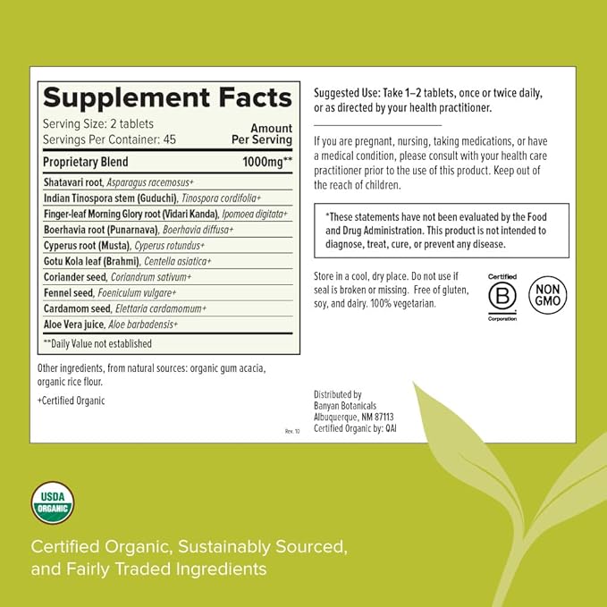 Banyan Botanicals Women’s Support – Organic 90 Tablets