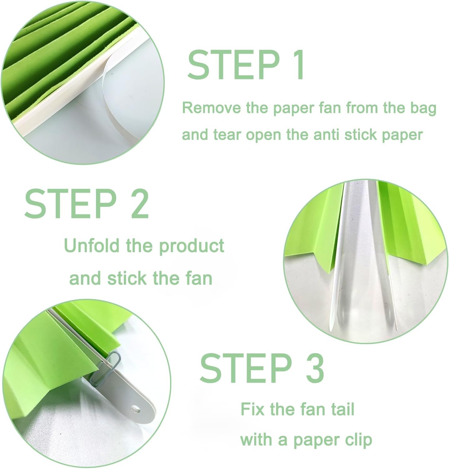 Green Hanging Paper Fans,Green Accessories Paper Decorations for Party,Army Birthday Party Decorations,Lime Green Decor 16in Hanging Paper Fans 30 Color DIY Set (Light Green))