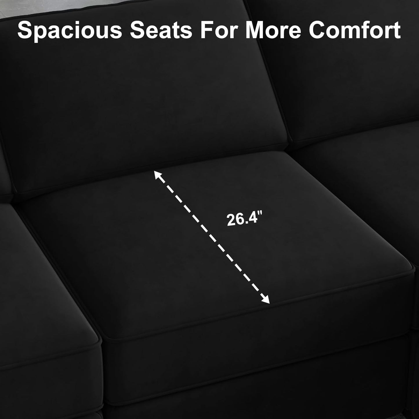 Belffin Modular Sofa Couch with Storage Seats Sectional Sofa Velvet Sofas for Living Room Black