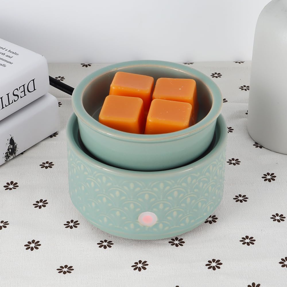 kobodon Ceramic Wax Melt Warmer - 3-in-1Electric Wax Warmer-Fragrance Candle Burner for Scented Wax Tarts and Essential Oils - Wax Melts as Gifts for Moms Grandma Women Girls(Light Green)