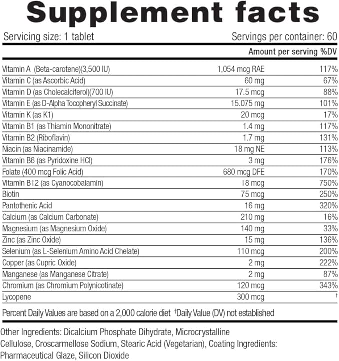 Multivitamin Once Daily, Max Strength Vitamins B1, B2, B2, B6, B6, B12, B12, Niacin, 60 Count 2 Mo