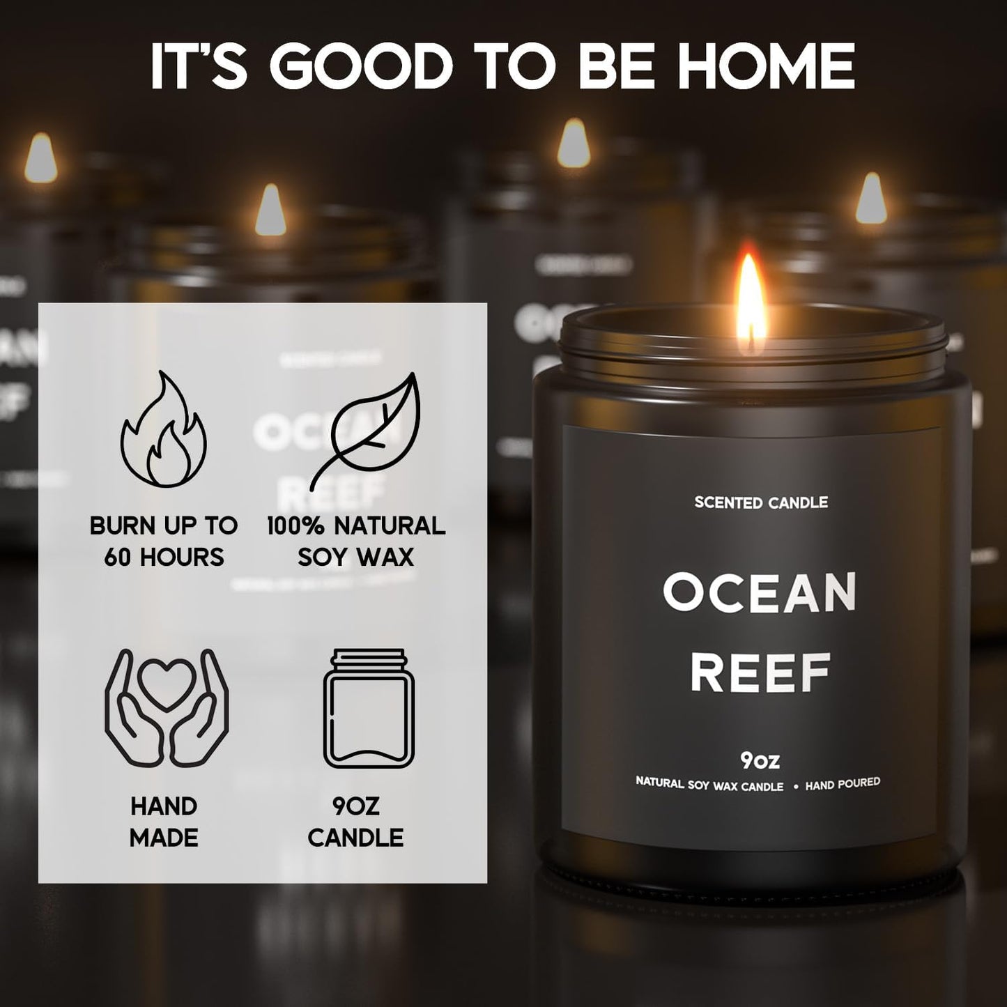 Ocean Reef Candle, 9oz Scented Candle for Men, Scented Candles for Home, Gifts for Men, Personalized Blessing Minimalist Men's Gifts