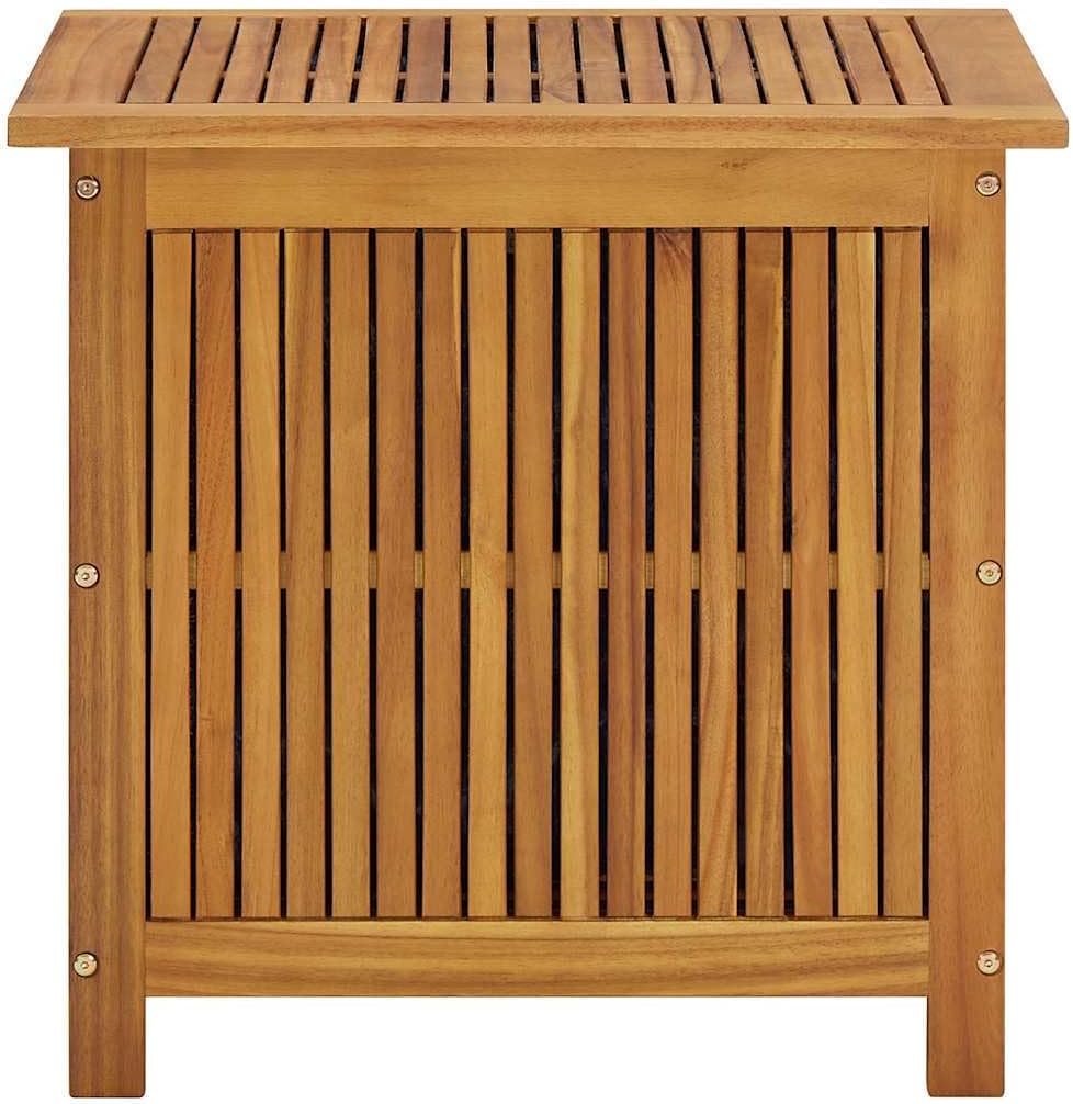 vidaXL Wooden Deck Box - Outdoor Teak Storage Chest, Ideal for Patio Furniture Cushions, Pool Accessories, Garden Tools - Water-Resistant Bag Inside - 23.6''x19.7''x22.8'', Solid Acacia Wood
