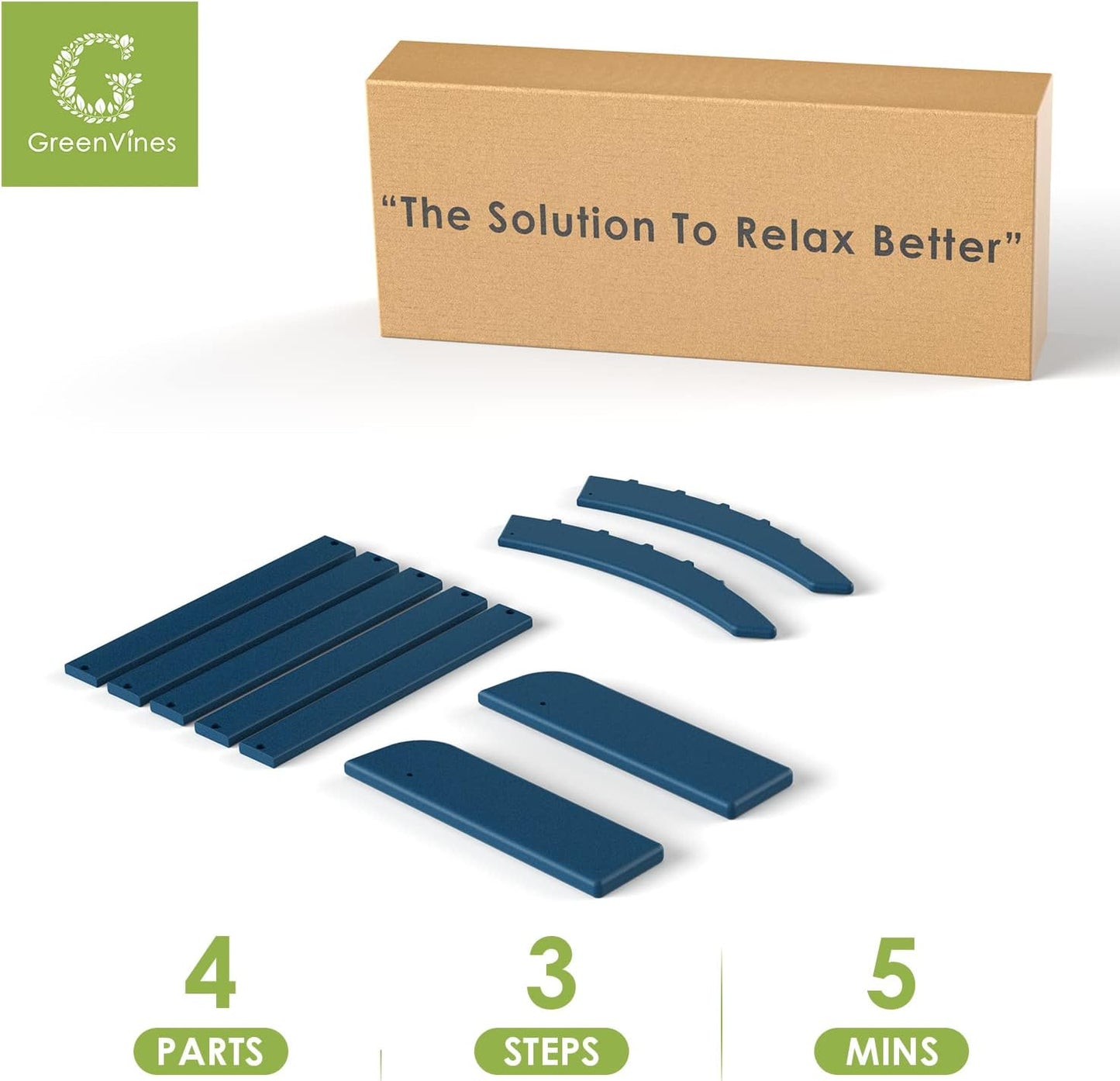 GREENVINES Adirondack-Ottoman | Set of 4 | HDPE Plastic | Outdoor Footrest | All Weather | Foot Rest | Foot Stool | Blue | for Adirondack Chair | for Patio Backyard Pool