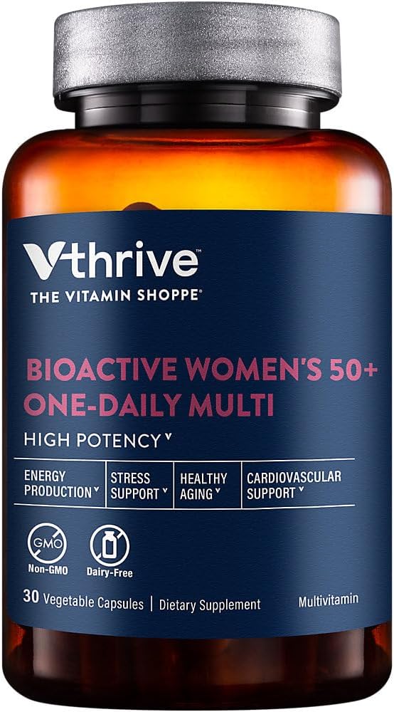 Vthrive Once-Daily Bioactive Multivitamin for Women 50+ Supports Stress Relief, Healthy Aging, & Overall Wellness with Essential Nutrients & Antioxidants (30 Vegetarian Capsules)