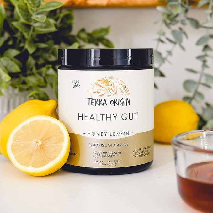 TERRA ORIGIN Healthy Gut Powder Honey Lemon 3-Pack, 90-Servings 90-Servings (Three, 30-Serving Tubs)