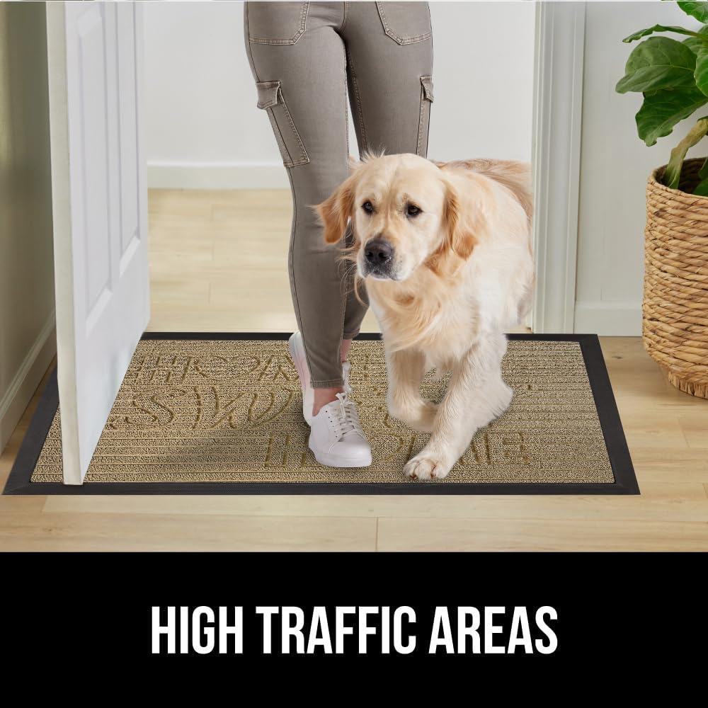 GORILLA GRIP 100% Waterproof All-Season WeatherMax Doormat 35x23, US Designed Natural Rubber, Stain and Fade Resistant, Low Profile Indoor Outdoor Door Mats, Easy Clean Patio Mat, Home Sweet Home