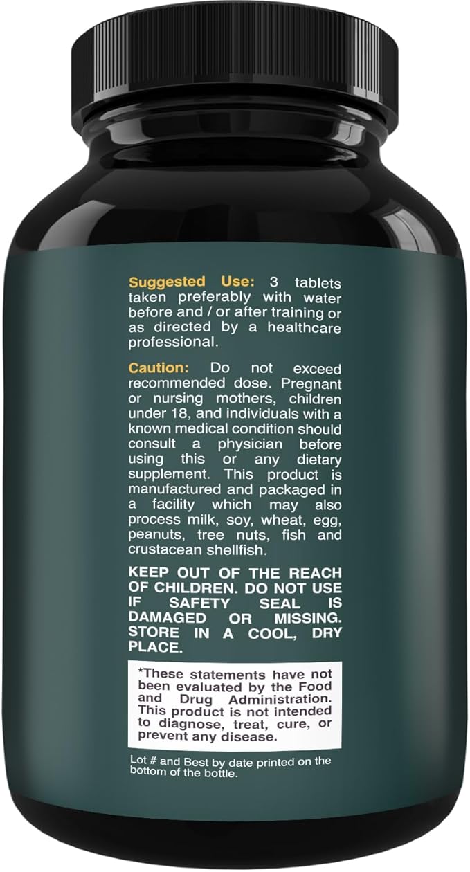Branch Chain Amino Acids Supplement - Vegan BCAA Tablets Post Workout Muscle Recovery and Muscle Growth Support - Branched Chain Amino Acids Supplement for Men and Womens Workout Recovery 60 Count