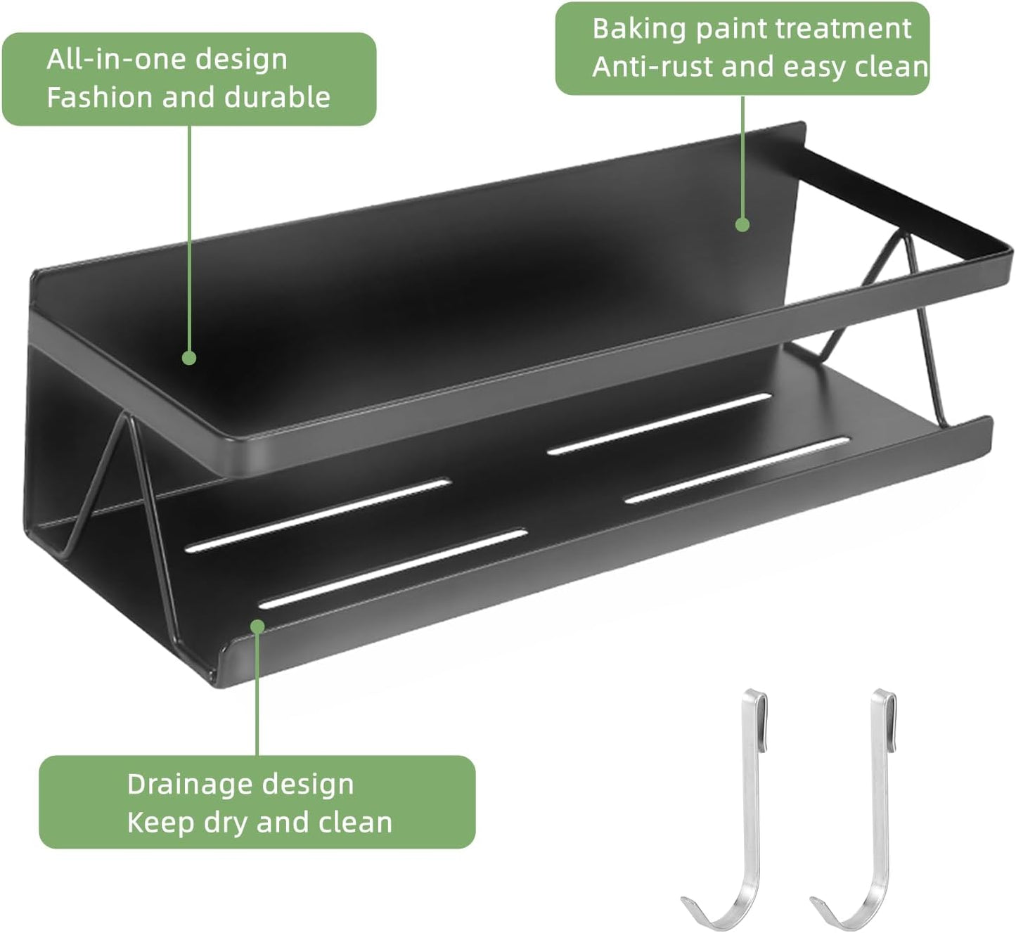 Spice Rack for Rrefrigerator Kitchen Home Organization and Storage Adhesive Rack (2 Pack,Black)