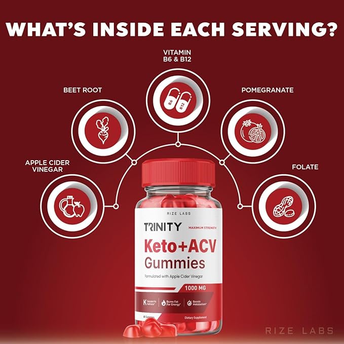 Trinity Keto+ACV Gummies for Advanced Weight Loss, All Natural Apple Cider Vinegar Supplement, 500 mg (300 Gummies)