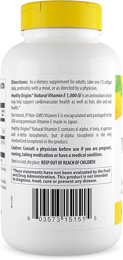 Healthy Origins Vitamin E, 1,000 IU 240 Softgels