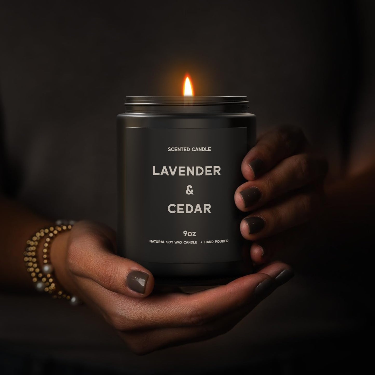 Lavender&Cedar Candle, 9oz Scented Candle for Men, Scented Candles for Home, Soy Candle Gifts for Men, Personalized Blessing Minimalist Men's Scented Candle