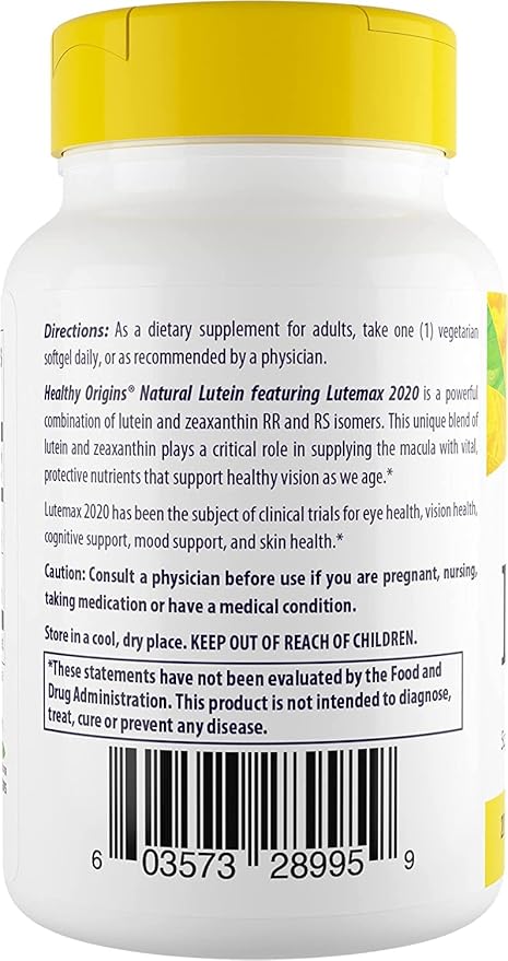 Healthy Origins Lutein (Lutemax 2020), 20 mg 60 Veggie