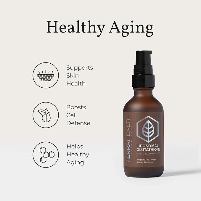Terra Health Essentials - Liposomal Glutathione - Supports Immunity, Skin, Hair, and Healthy Aging - Maximum Absorption Glutathione Supplements - 30 Day Supply