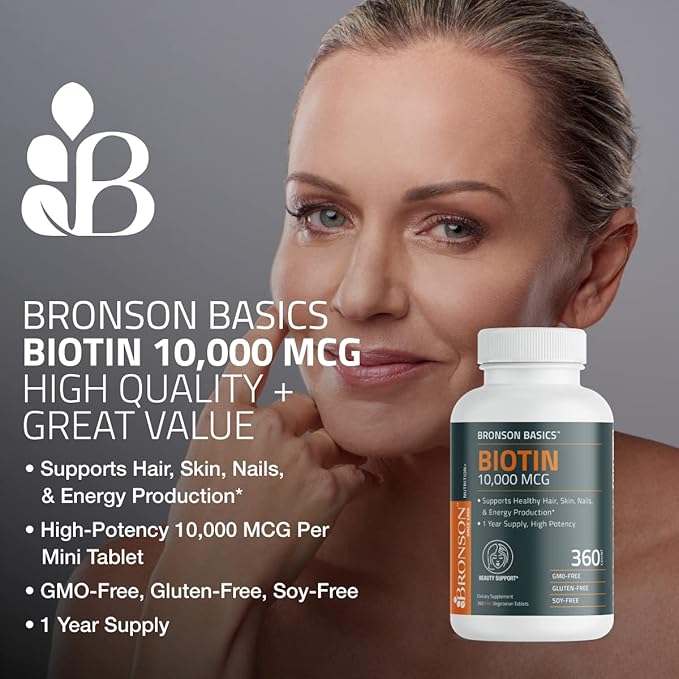 Bronson Biotin 10,000 MCG Supports Healthy 360 Vegetarian