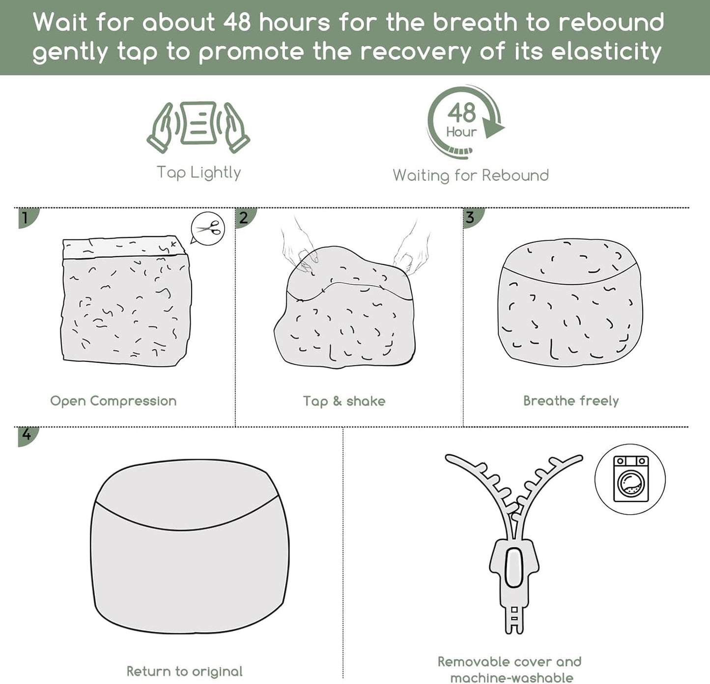 HIGOGOGO Round Stuffed Pouf Ottoman, Pu Leather Poufs with Foam Chunk Filling Foot Stool Storage Ottoman, 26 X 18 Floor Poufs Foot Rest for Living Room, Grey