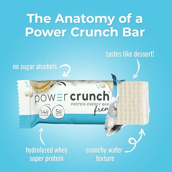 Power Crunch Protein Wafer Bars, High Protein Snacks with Delicious Taste, French Vanilla Creme, 1.4 Ounce (12 Count)