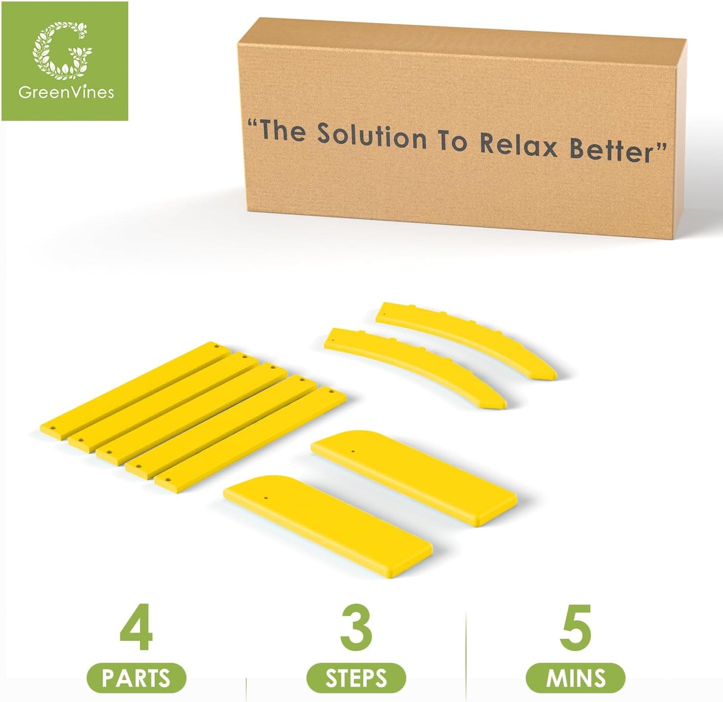 GREENVINES Adirondack-Ottoman | HDPE Plastic | Outdoor Footrest | All Weather | Foot Rest | Foot Stool | Yellow | for Adirondack Chair | for Patio Backyard Pool