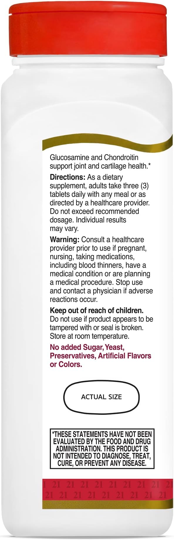 21st Century Glucosamine Chondroitin 500/400mg 180 Count