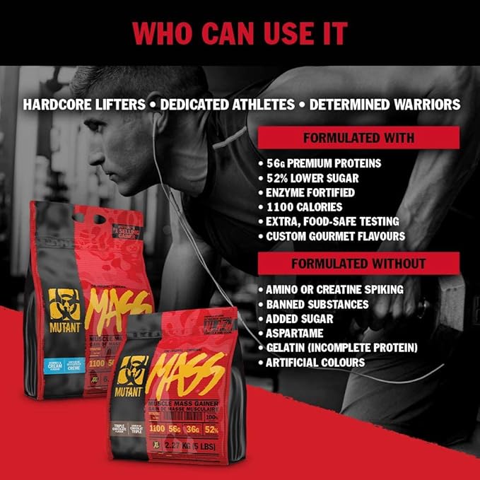 Mutant Mass | Weight Mass Gainer Protein Powder - high Calorie Protein Powder for Muscular Mass - Vanilla Ice Cream - 5 Pound