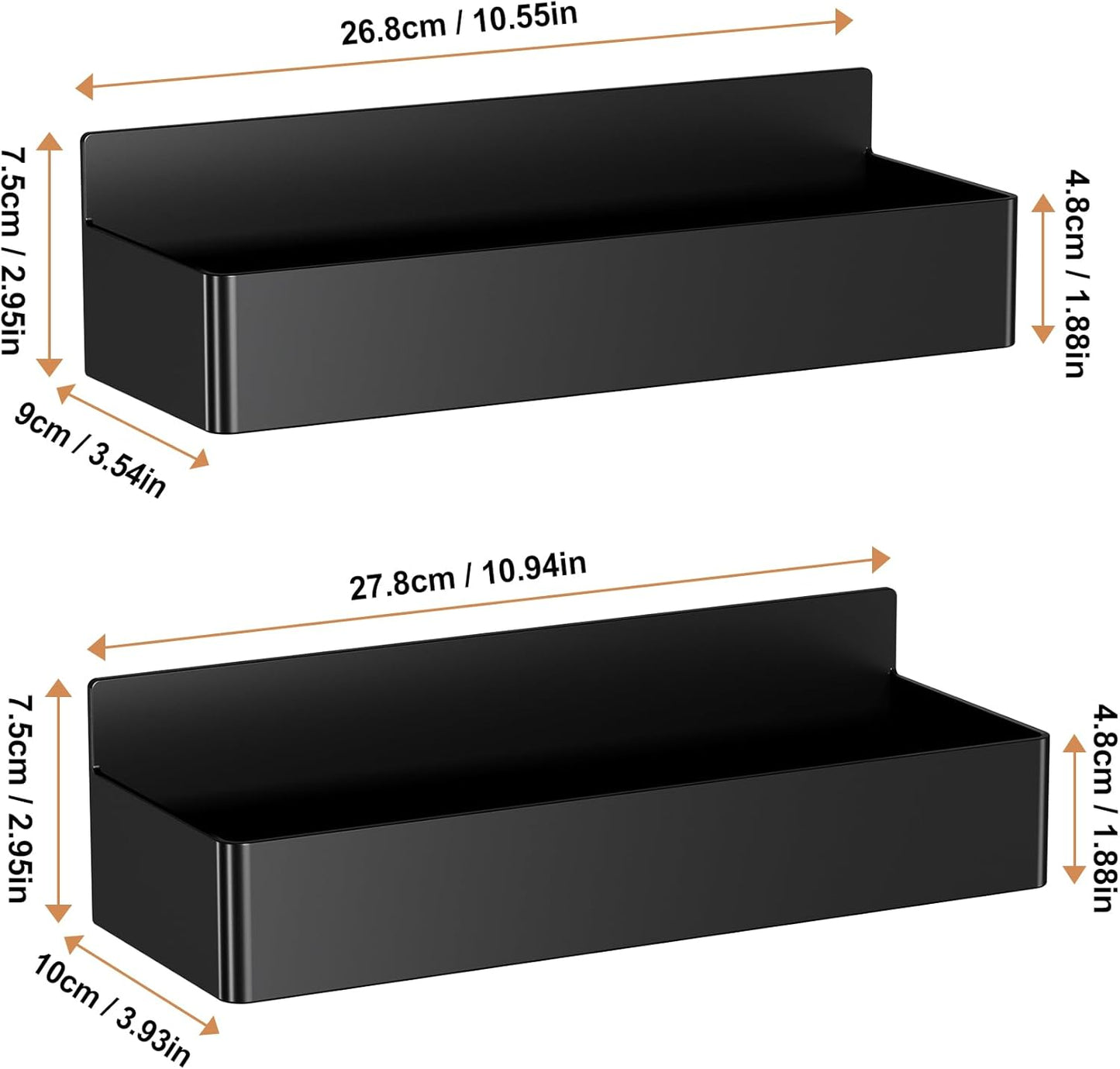 Magnetic Spice Rack for Refrigerator, Kitchen Organizer and Storage Shelf, Black (2 Pack)…
