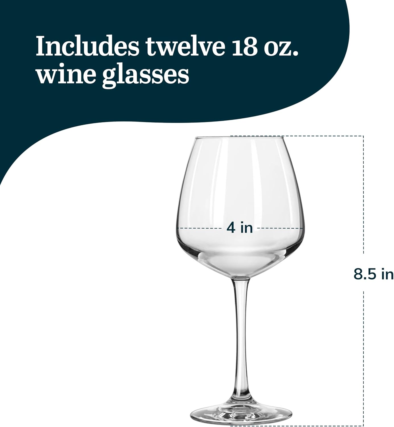 Libbey Vina Diamond Balloon Wine Glasses Set, Unique Angular Red Wine Glasses Set of 12, Large, Elegant Glass Wine Glasses for Celebratory Events