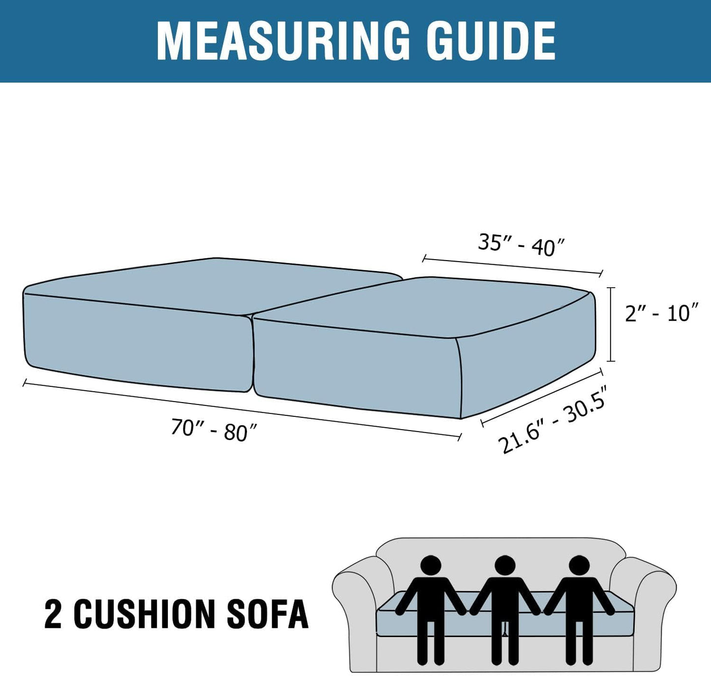 H.VERSAILTEX Velvet Stretch Couch Cushion Cover Plush Cushion Slipcover for Chair Loveseat Sofa Cushion Furniture Protector Seat Cushion Sofa Cover (2 Piece Large Sofa Cushion Covers, Stone Blue)