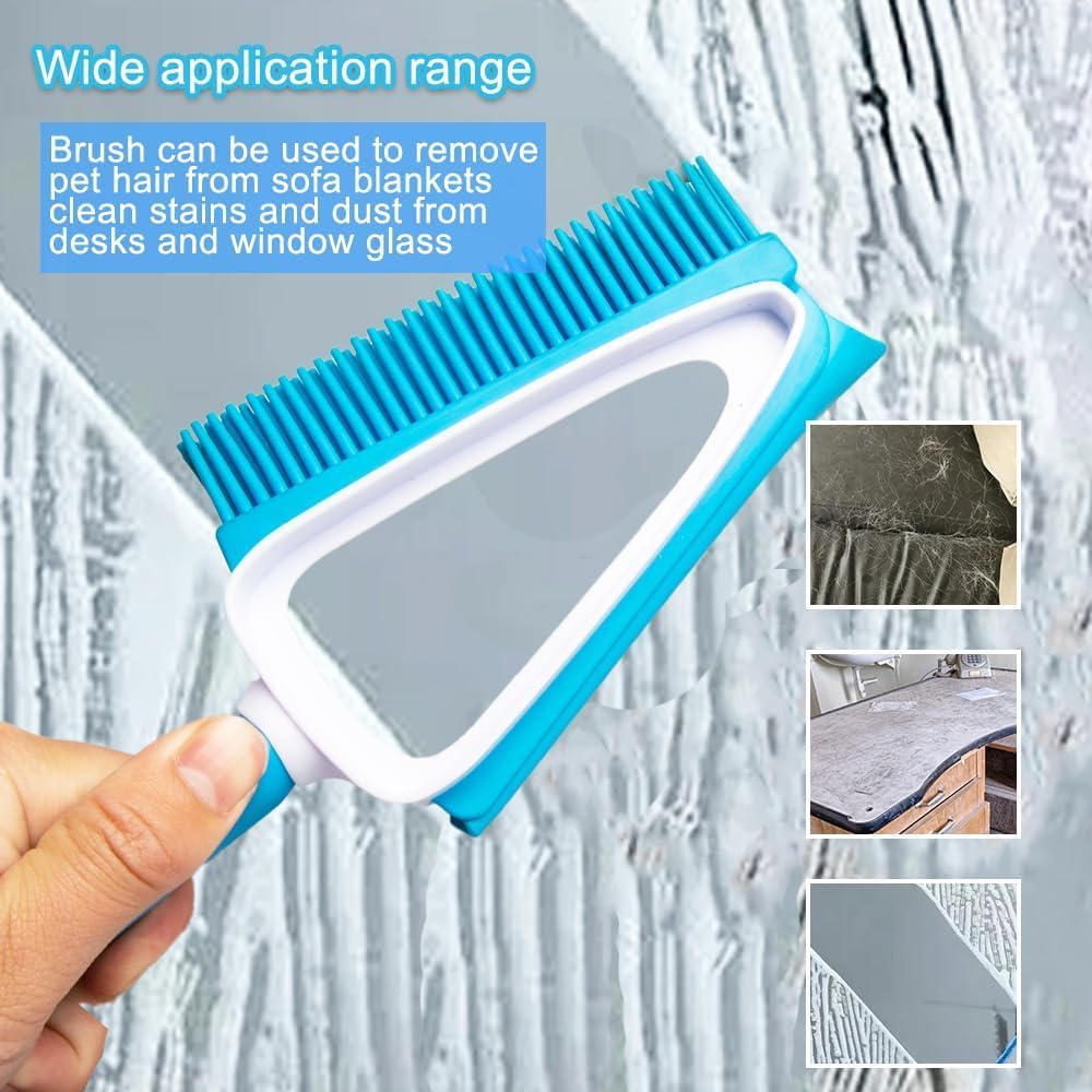 Pet Rubber Brush with Mini Dustpan,Dog Cat Hair Removal Brush with Squeegee,Portable Small Carpet Brush for Clothes,Cars,Sofa,Bed Sheet