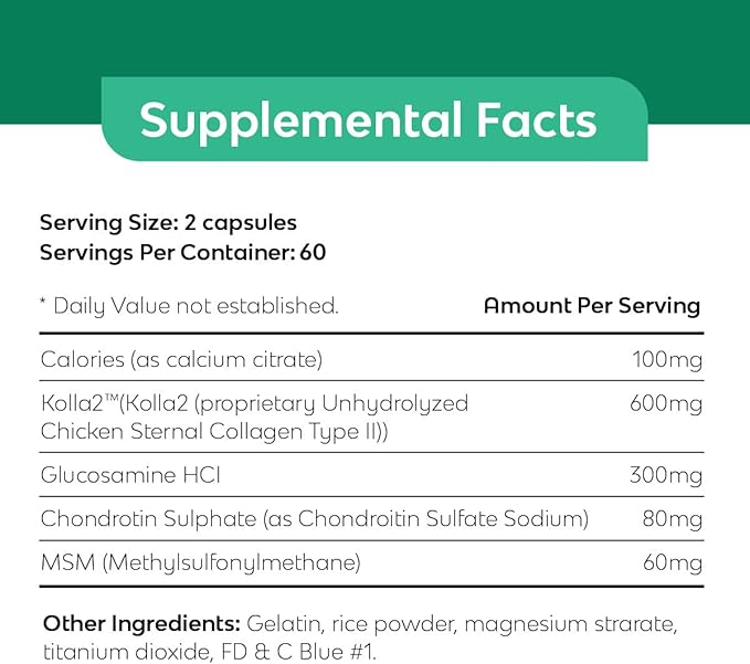 Bone and Joint Supplement with Kolla2 (120 Count).