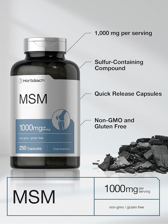 Horbäach MSM Supplement Capsules 1000mg | 250 Count