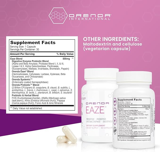 Orenda Eaze®: Gut Wellness Capsules 6-in-1 Digestive 30 Capsules