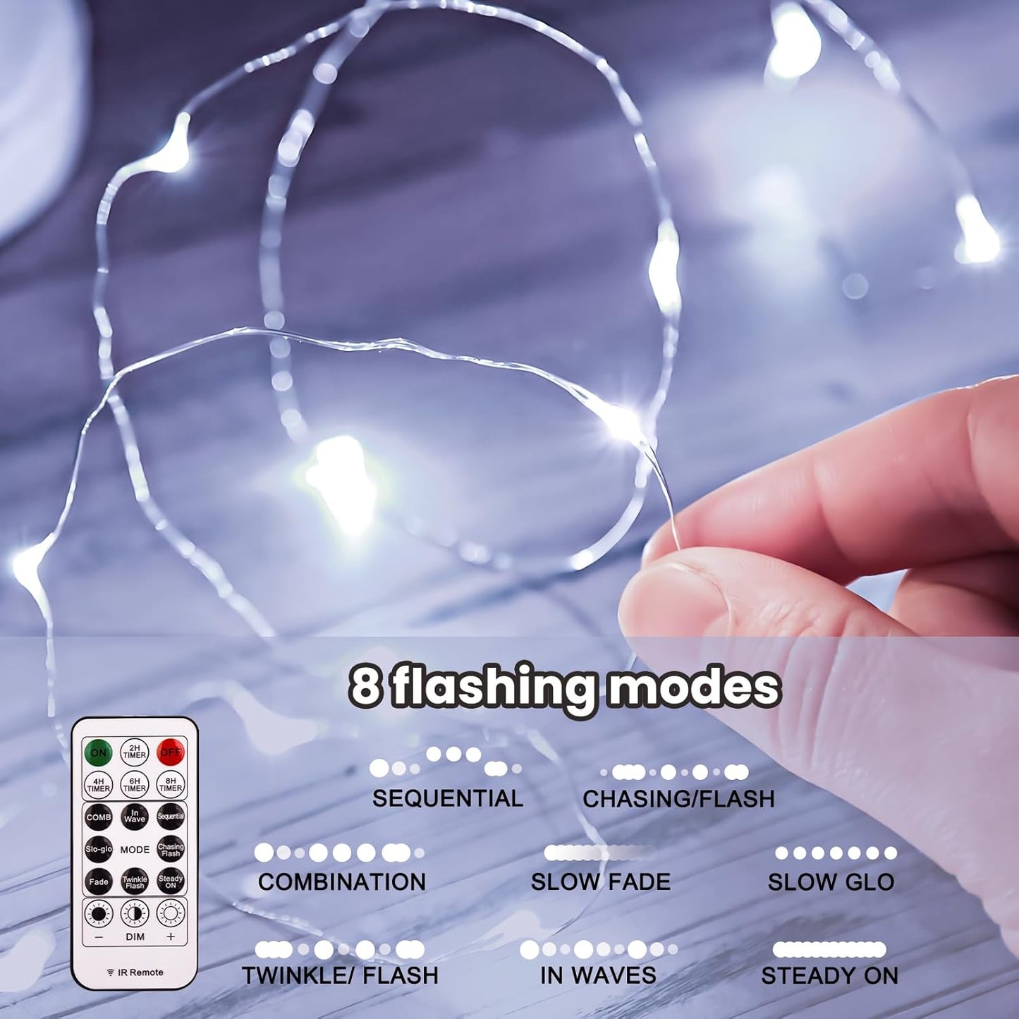 HXWEIYE 300LED Fairy Curtain Light (Upgrade Two Kinds of Light Clips) with Remote 8 Modes Times,9.8x9.8Ft White USB Plug-in Christmas Hanging String Light for Bedroom, Parties, Walls, Windows