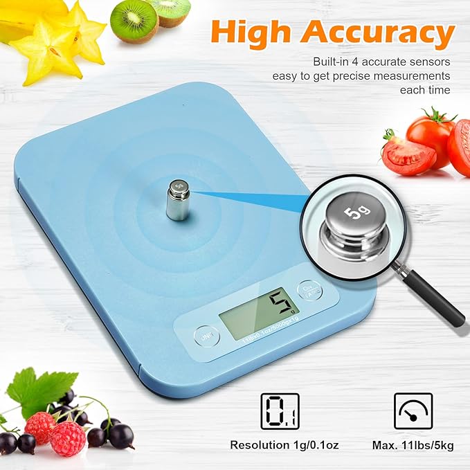 Digital Food Scale - Smart Food Scale with Nutrition Calculator APP, Kitchen Scales for Food Grams and Ounces, Food Scale for Weight Loss, Baking, Cooking, Calorie Scales with 0.1oz Accuracy (3g-5kg)