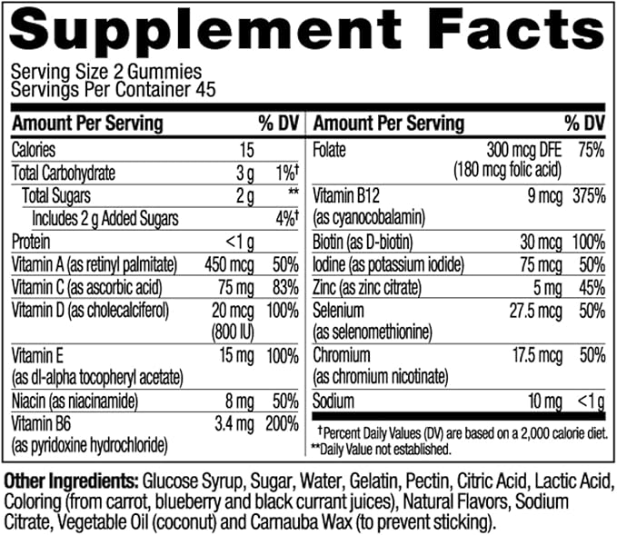 OLLY Men's Multivitamin Gummy, Vitamins A, 45 Day 90 Count