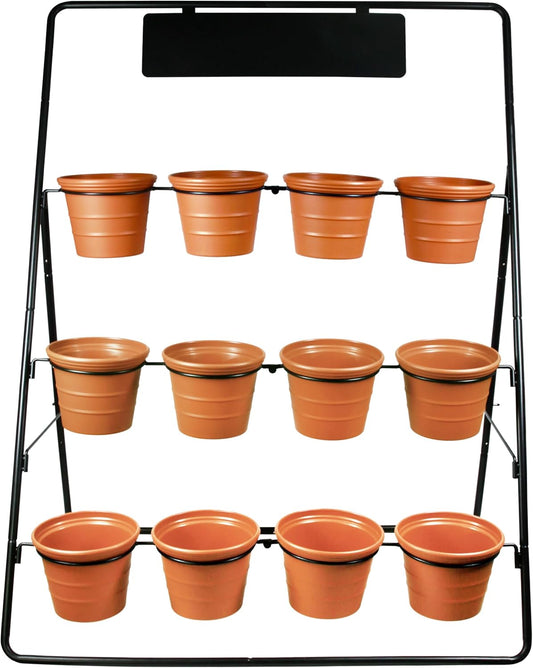 Sunnyglade 3-Tier Metal Plant Stand Rack Multiple Flower Pot Holder Shelf Ladder Plant Display Shelf With 12 Pots For Indoor Outdoor Patio Garden Corner Balcony Deck
