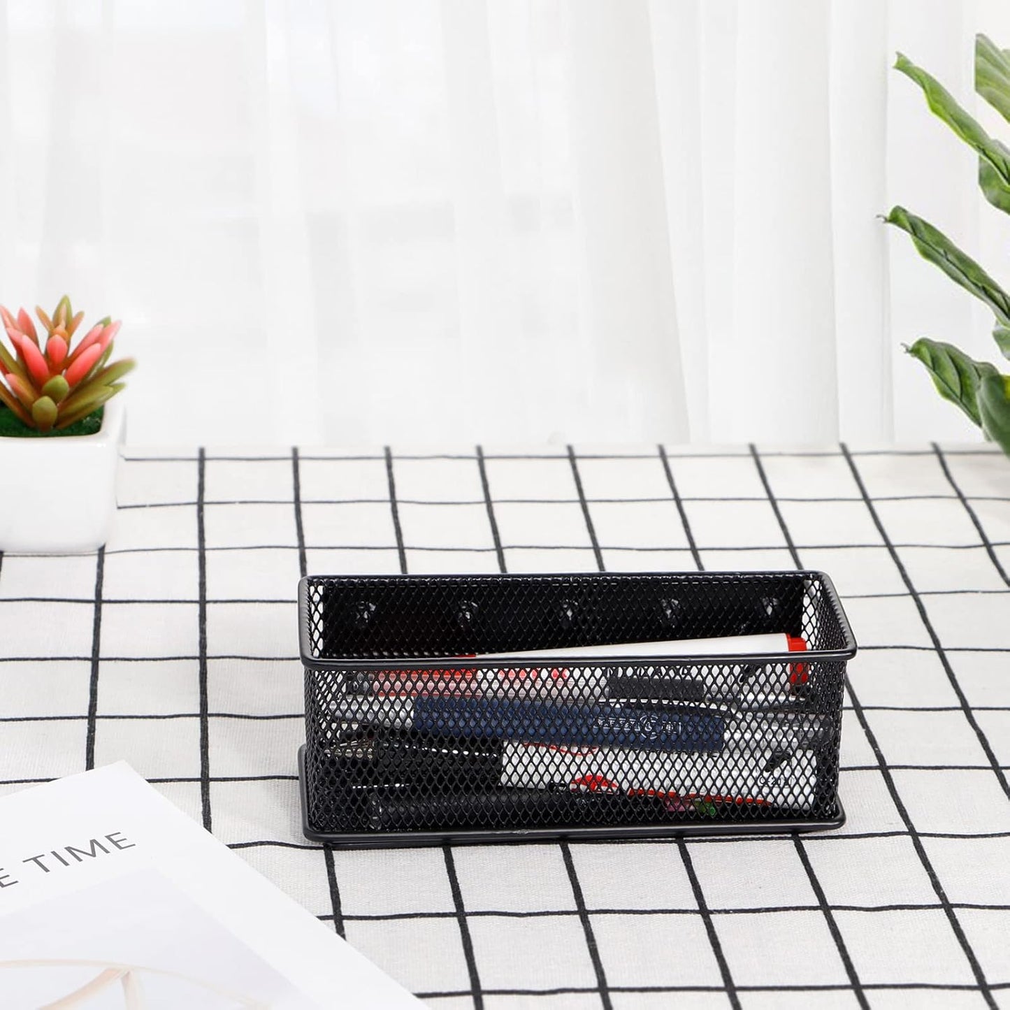 6.29'' × 2.28'' × 2.48 Black Magnetic Basket for Refrigerator Magnetic Locker Organizer for Home Office Accessories, Magnetic Basket for Whiteboard