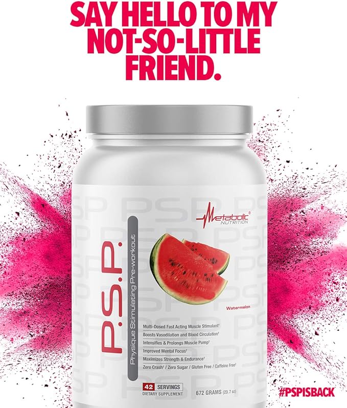 Metabolic Nutrition P.S.P. Physique Stimulating PreWorkout 672g Zero Sugar Caffeine Free (Watermelon)