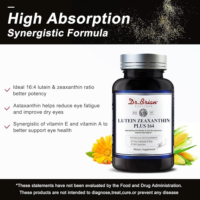 Dr. Brian Eye Vitamins Lutein & 16mg Zeaxanthin 4mg Astaxanthin 5mg Vitamin 2333iu Vitamin 9iu for
