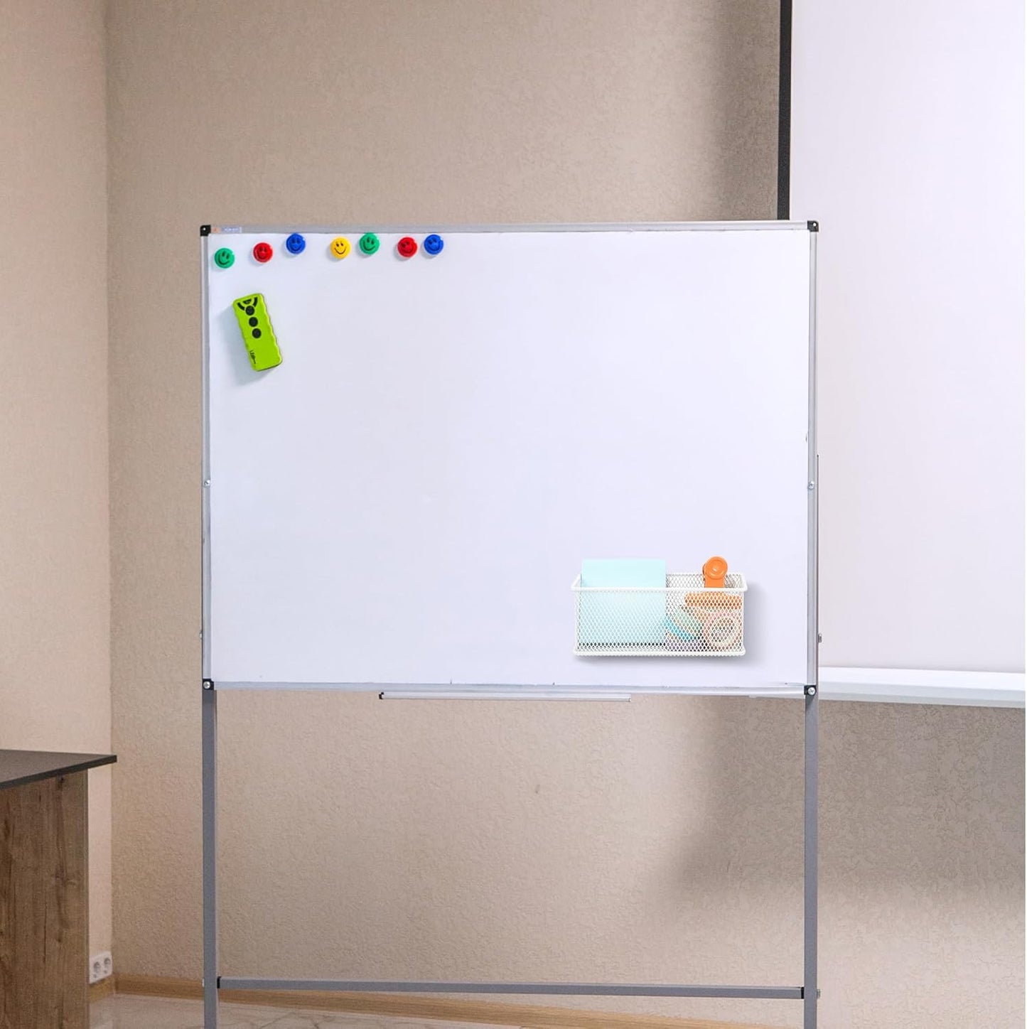 EASEPRES Magnetic Pencil Holder Set of 6 - Wire Mesh Storage Baskets Organizer with Strong Magnets - Perfect for Whiteboard, Refrigerator and Locker Accessories, White